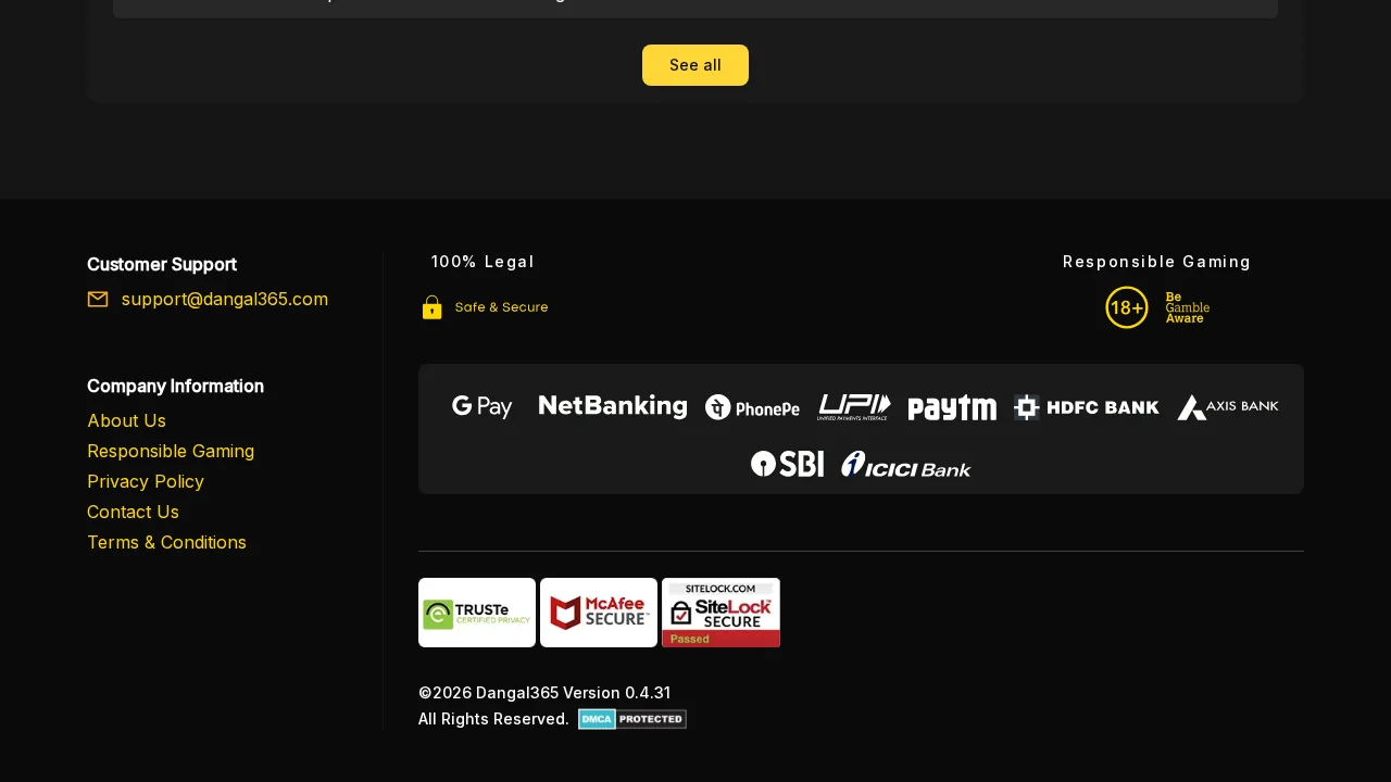 Dangal365 payment options